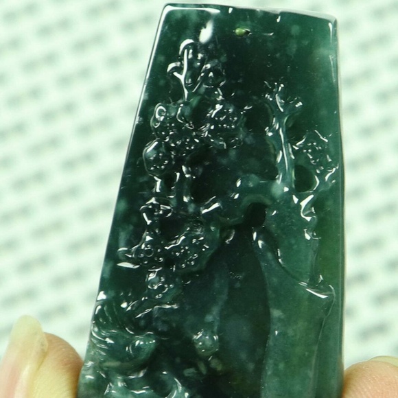 Cert'd Blue water 蓝水 Natural A Jade jadeite Carved Pendant Dragon - Picture 3 of 8